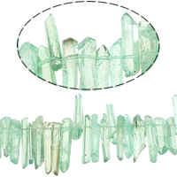 Natural Dyed Quartz Beads, Clear Quartz, Nuggets, turquoise blue, 3-7x11-35x4.5-6mm, Hole:Approx 1mm, Approx 85PCs/Strand, Sold Per Approx 16 Inch Strand