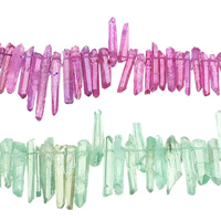Natürliche gefärbten Quarz Perlen, Klarer Quarz, gemischt, 3-8x11-39x3-8mm, Bohrung:ca. 1mm, ca. 71-96PCs/Strang, verkauft per ca. 16 ZollInch Strang
