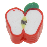 Polymer Clay Beads, Apple, handmade, red, 11x10x4mm, Hole:Approx 1mm, 500PCs/Bag, Sold By Bag