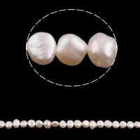 Barock kultivierten Süßwassersee Perlen, Natürliche kultivierte Süßwasserperlen, natürlich, weiß, 6-7mm, Bohrung:ca. 0.8mm, verkauft per ca. 15 ZollInch Strang