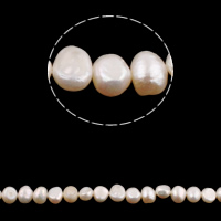 Barock odlad sötvattenspärla pärlor, Freshwater Pearl, naturlig, vit, 6-7mm, Hål:Ca 0.8mm, Såld Per Ca 15 inch Strand