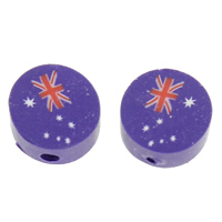 Polymer Ton Perlen , flache Runde, handgemacht, violett, 9x4mm, Bohrung:ca. 1.5mm, 500PCs/Tasche, verkauft von Tasche