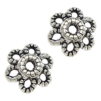 Tibetan Style Bead Cap, Flower, antique silver color plated, hollow, nickel, lead & cadmium free, 6x6x2mm, Hole:Approx 1mm, 1000PCs/Lot, Sold By Lot