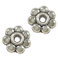 Tibetan Style Spacer Beads, Flower, antique silver color plated, nickel, lead & cadmium free, 6x6x2mm, Hole:Approx 1.5mm, 1000PCs/Lot, Sold By Lot