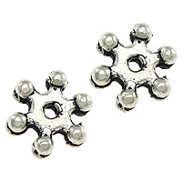 Perles intercalaires en alliage de zinc, fleur, Plaqué de couleur d'argent, protéger l'environnement, sans nickel, plomb et cadmium, 6.50x6.50x2mm, Trou:Environ 1mm, 1000PC/lot, Vendu par lot