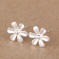 925 Sterling Silver Stud Earring, Flower, 9x9mm, 30Pairs/Lot, Sold By Lot