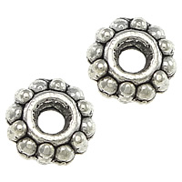 Tibetan Style Spacer Beads, Flower, antique silver color plated, nickel, lead & cadmium free, 7x7x3mm, Hole:Approx 2mm, 1000PCs/Lot, Sold By Lot