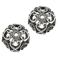 Tibetan Style Bead Cap, Flower, antique silver color plated, hollow, nickel, lead & cadmium free, 18x18x9mm, Hole:Approx 2mm, 500PCs/Lot, Sold By Lot