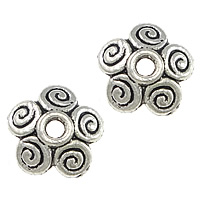 Tibetan Style Bead Cap, Flower, antique silver color plated, nickel, lead & cadmium free, 10x10x2.50mm, Hole:Approx 2mm, 1000PCs/Lot, Sold By Lot