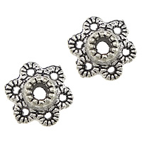 Tibetan Style Bead Cap, Flower, antique silver color plated, hollow, nickel, lead & cadmium free, 6.50x6.50x3mm, Hole:Approx 1.5mm, 1000PCs/Lot, Sold By Lot