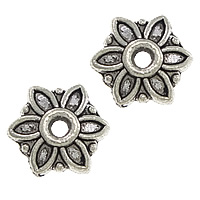 Tibetan Style Bead Cap, Flower, antique silver color plated, nickel, lead & cadmium free, 8x8x2mm, Hole:Approx 1.5mm, 1000PCs/Lot, Sold By Lot