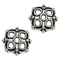 Tibetan Style Bead Cap, Flower, antique silver color plated, hollow, nickel, lead & cadmium free, 16x16x3mm, Hole:Approx 2mm, 1000PCs/Lot, Sold By Lot