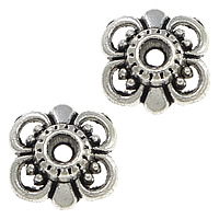 Tibetan Style Bead Cap, Flower, antique silver color plated, hollow, nickel, lead & cadmium free, 9x9x3mm, Hole:Approx 2mm, 1000PCs/Lot, Sold By Lot