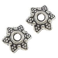 Tibetan Style Bead Cap, Flower, antique silver color plated, nickel, lead & cadmium free, 7x7x2mm, Hole:Approx 1.5mm, 1000PCs/Lot, Sold By Lot