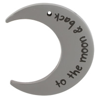 Stainless Steel Pendants, Moon, with letter pattern & blacken, 27x31x1.50mm, Hole:Approx 1mm, 50PCs/Bag, Sold By Bag