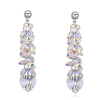 CRYSTALLIZED™ Element Crystal Earring, with Brass, Heart, platinum plated, faceted, 10x47mm, Sold By Pair