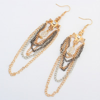 Fashion Fringe Earrings Brass with Crystal plated faceted & with rhinestone nickel lead & cadmium free Sold By Pair