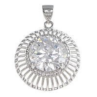 Cubic Zirconia Brass Pendants, Dome, platinum plated, with cubic zirconia & hollow, nickel, lead & cadmium free, 19x21.50x8.50mm, Hole:Approx 3.5x5mm, 5PCs/Lot, Sold By Lot