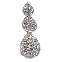 Cubic Zirconia Micro Pave Brass Pendant, Teardrop, platinum plated, micro pave cubic zirconia, nickel, lead & cadmium free, 35mm, 12x19x2mm, 9.5x14.5x2.5mm, 8x10x2mm, Hole:Approx 1.5x2.5mm, 3PCs/Lot, Sold By Lot
