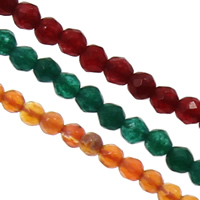 Agat perler, Agate, Runde, facetteret, flere farver til valg, 2mm, Hole:Ca. 1mm, Længde Ca. 15 inch, 5Strands/Bag, Ca. 180pc'er/Strand, Solgt af Bag