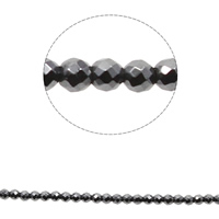 Nicht-magnetische Hämatit Perlen, Non- magnetische Hämatit, rund, verschiedene Größen vorhanden & facettierte, schwarz, Bohrung:ca. 1mm, Länge:ca. 15.7 ZollInch, 5SträngeStrang/Tasche, verkauft von Tasche
