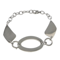 Bijoux bracelet en acier inoxydable, chaîne ovale, couleur originale, 36x25x2mm, 12x2mm, 30x19x3mm, Longueur:Environ 8 pouce, 10Strandstoron/lot, Vendu par lot
