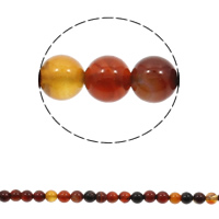 Agate Beads, Round, mixed colors, Hole:Approx 1mm, Length:Approx 15 Inch, Sold By Bag