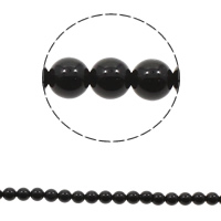 Natürliche schwarze Achat Perlen, Schwarzer Achat, rund, verschiedene Größen vorhanden, Bohrung:ca. 1mm, Länge:ca. 15 ZollInch, verkauft von Tasche