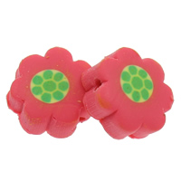 Polymer Clay Beads, Flower, handmade, red, 10x5mm, Hole:Approx 1mm, 500PCs/Bag, Sold By Bag