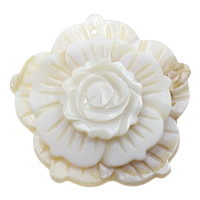 Natural White Shell Pendants, Flower, 43x42x9mm, Hole:Approx 1.5mm, 10PCs/Bag, Sold By Bag