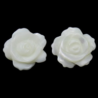 Natural White Shell Perler, Flower, halv-boret, 13x13x3mm, Hole:Ca. 1mm, 10pc'er/Bag, Solgt af Bag