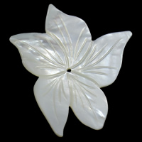 Natural White Shell Beads, Flower, 39x59x7mm, Hole:Approx 1mm, 5PCs/Bag, Sold By Bag