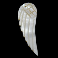 Natural White Shell Pendants, Wing Shape, 18x50x2-20x60x3mm, Hole:Approx 1mm, Sold By PC