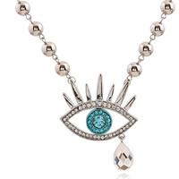 Zinc Alloy Sweater Chain Necklace with Crystal with 5cm extender chain Eye platinum color plated faceted & with rhinestone blue nickel lead & cadmium free Length Approx 27.5 Inch Sold By Bag