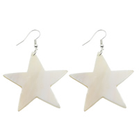 White Shell Drop Earring brass earring hook Star natural Sold By Bag
