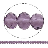 Rondell Kristallperlen, Kristall, AA grade crystal, violett, 4x6mm, Bohrung:ca. 1mm, Länge:ca. 16 ZollInch, 10SträngeStrang/Tasche, verkauft von Tasche