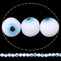 Evil Eye Lampwork Beads, Round, handmade, with eye pattern, white, 12mm, Hole:Approx 1mm, Length:Approx 14 Inch, 30Strands/Lot, Sold By Lot