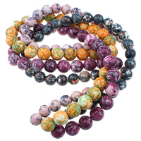 Regn Flower Stone perler, Rain Flower Stone, Runde, naturlig, forskellig størrelse for valg, flere farver til valg, Længde Ca. 15.5 inch, Solgt af Lot