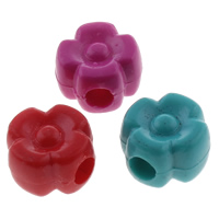 Perles acrylique de couleur unie, fleur, couleur solide, couleurs mélangées, 12x12x7mm, Trou:Environ 4mm, Environ 860PC/sac, Vendu par sac