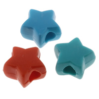 Perles acrylique de couleur unie, étoile, couleur solide, couleurs mélangées, 13x12x7mm, Trou:Environ 4mm, Environ 1080PC/sac, Vendu par sac
