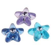 Silver Accent Acrylic Beads, Star, transparent, mixed colors, 10x10x4mm, Hole:Approx 1mm, Approx 3100PCs/Bag, Sold By Bag