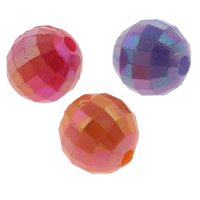 Belagte akryl perler, Runde, AB farve forgyldt, facetteret & ensfarvet, blandede farver, 8mm, Hole:Ca. 1mm, Ca. 1970pc'er/Bag, Solgt af Bag