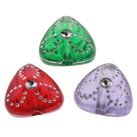 Silver Accent Acrylic Beads, Triangle, transparent, mixed colors, 9x9x5mm, Hole:Approx 1mm, Approx 2700PCs/Bag, Sold By Bag