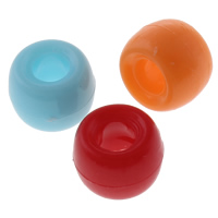 Solid Color Akril gyöngyök, Drum, egyszínű, kevert színek, 9x6mm, Lyuk:Kb 4mm, Kb 1800PC-k/Bag, Által értékesített Bag