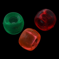 Perles acryliques transparentes, Acrylique, tambour, couleurs mélangées, 9x6mm, Trou:Environ 4mm, Environ 1800PC/sac, Vendu par sac