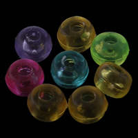 Transparent akryl perler, Drum, gennemsigtig, blandede farver, 5x3mm, Hole:Ca. 1mm, Ca. 8860pc'er/Bag, Solgt af Bag