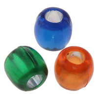 Transparent akryl perler, Kolonne, sølv foret, gennemsigtig, blandede farver, 7x7mm, Hole:Ca. 3mm, Ca. 2600pc'er/Bag, Solgt af Bag