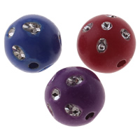 Sølv Accent Akryl perler, Runde, ensfarvet, blandede farver, 12mm, Hole:Ca. 2mm, Ca. 650pc'er/Bag, Solgt af Bag