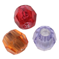 Transparent Acrylic Beads, Drum, silver-lined, faceted, mixed colors, 10x10mm, Hole:Approx 3mm, Approx 2700PCs/Bag, Sold By Bag