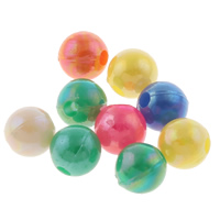 Belagte akryl perler, Runde, AB farve forgyldt, ensfarvet, blandede farver, 6mm, Hole:Ca. 1mm, Ca. 4500pc'er/Bag, Solgt af Bag